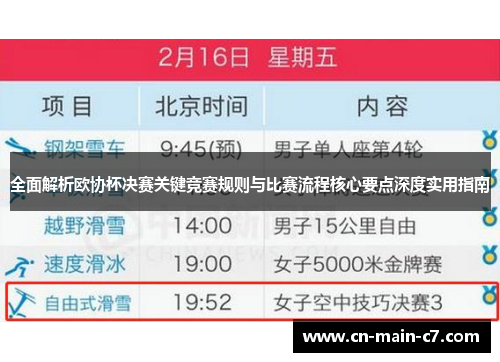 全面解析欧协杯决赛关键竞赛规则与比赛流程核心要点深度实用指南 全面解析欧协杯决赛关键竞赛规则与比赛流程核心要点深度实用指南